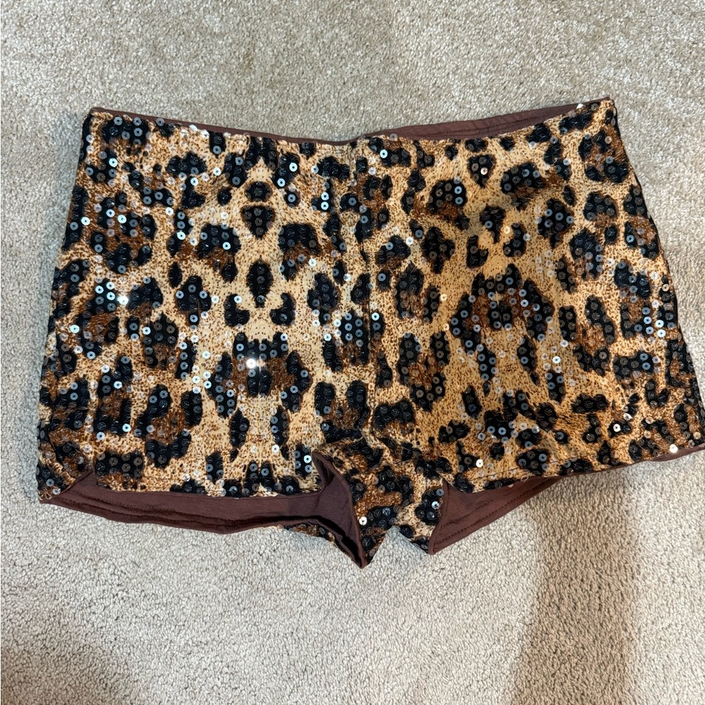 Leopard Print Sequin Shorts NWT
